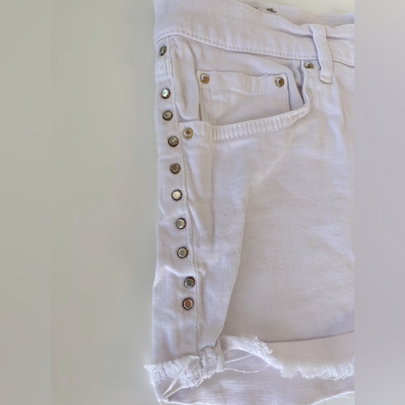 Powder, pink colored jean shorts with studs - Picture 3 of 3